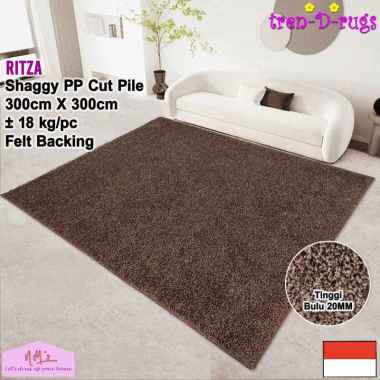 Tren-D-rugs Karpet shaggy kotak persegi jumbo polos estetik modern 300 cm x 300 cm permadani alas ru