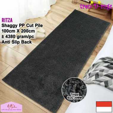 Tren-D-rugs Karpet shaggy polos modern estetik 100 cm x 200 cm alas samping tempat tidur kasur lanta