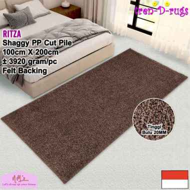 Tren-D-rugs Karpet shaggy polos modern estetik 100 cm x 200 cm alas samping tempat tidur kasur lanta