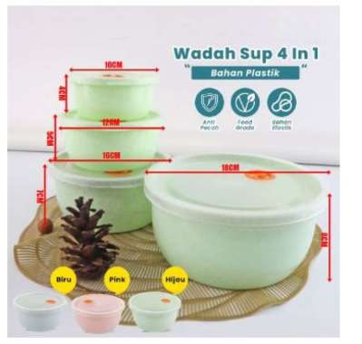 Rantang Susun Warna Warni Wadah Sup 4 In 1 Rantang Beranak Freshpot Lunch Box Tempat Makan Motif HIJ