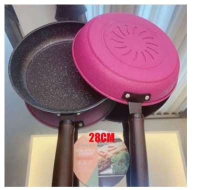 Teflon Gagang Plastik Wajan Anti Lengket Penggorengan Pan Cook Clean Frypan Cooking Saucepan DATAR B