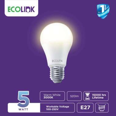 Ecolink Lampu Bohlam LED Bulb 5W - Putih Warm White