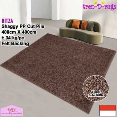 Tren-D-rugs Karpet shaggy kotak persegi jumbo polos estetik 400 cm x 400 cm modern permadani alas ru