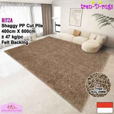 Tren-D-rugs Karpet shaggy jumbo polos aesthetic modern permadani 400 cm x 600 cm alas ruang tamu kam