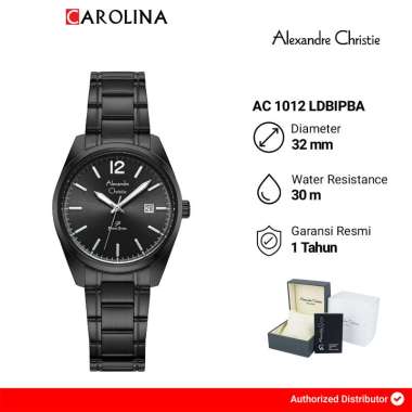 Jam Tangan Wanita Alexandre Christie Primo Steel AC 1012 LDBIPBA Black Dial Black Stainless Steel St