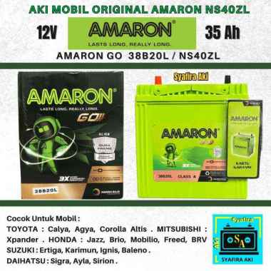 Aki Mobil Calya, Sigra, Ertiga, Ayla, Karimun NS40ZL AMARON GO 12V 35A