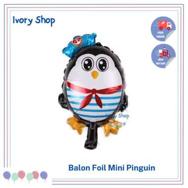 Balon Pinguin Foil Mini Nahkoda Pelaut Sailor Penguin Mini