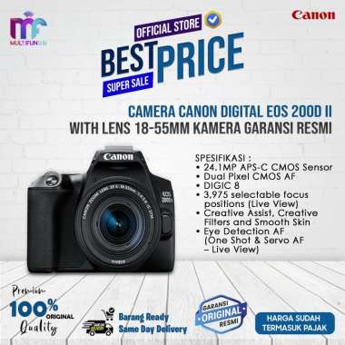 Camera Canon Digital EOS 200D II With Lens 18-55mm Kamera Garansi Resmi