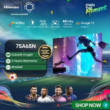 Hisense 75 inch - 75A65N - 4K UHD Google TV - Digital - Dolby Vision& Audio