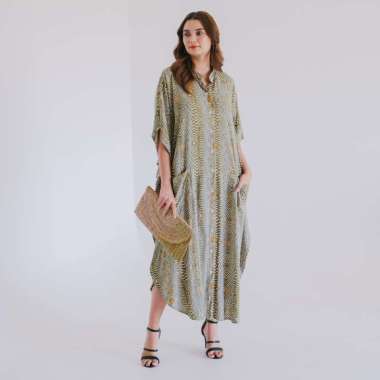 Long Dress Shirt Lunara Olive - Rayon Premium Nyaman Hijau