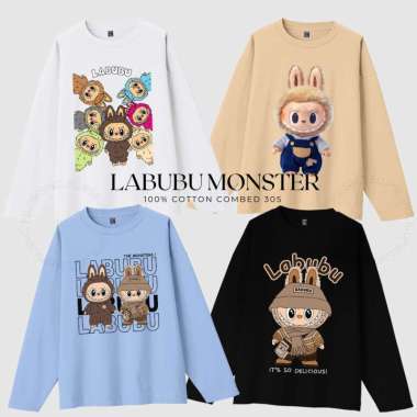 ELLIPSESINC Kaos Lengan Panjang Labubu Monster Collection PANJANG JUMBO Delicious Putih