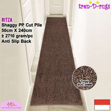 Tren-D-rugs Keset shaggy polos modern estetik 50 cm x 240 cm anti slip alas lantai dapur lorong panj