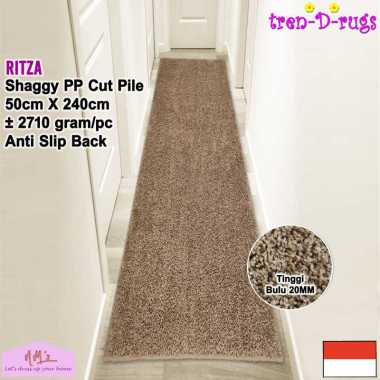 Tren-D-rugs Keset shaggy polos modern estetik 50 cm x 240 cm anti slip alas lantai dapur lorong panj