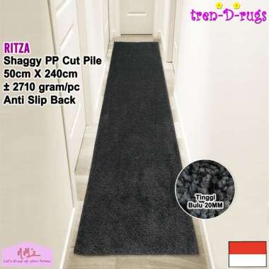 Tren-D-rugs Keset shaggy polos modern estetik 50 cm x 240 cm anti slip alas lantai dapur lorong panj