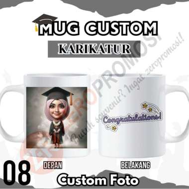 Mug Custom Karikatur Wisuda Desain 8