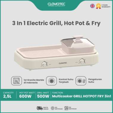 CLOVERTEC MULTICOOKER GRILL HOTPOT FRY 3 in 1 CHG-5624CM Icy Pink