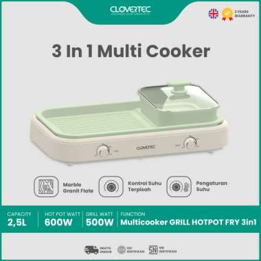 CLOVERTEC MULTICOOKER GRILL HOTPOT FRY 3 in 1 CHG-5624CM Matcha Green