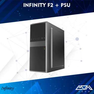 INFINITY F2 + PSU Case | Casing komputer Office (ATX) Incl PSU 1 FAN Black