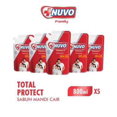 Nuvo Family Sabun Mandi Cair Merah Pouch 800 mL x 5 pcs