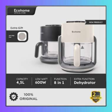 ECOHOME Air Fryer & Dehydrator 8 in 1 Function EAF-777 4.5L Capacity with Panoramic Glass 360° View