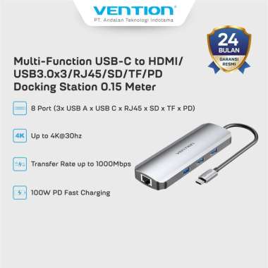 Vention Multi function Hub Adapter USB C to HDMI 8in 1 Docking Station - TOK