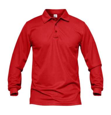 Jemssky - Kaos Polo Shirt Polo Kerah Polos Lengan Panjang Polo Pria Merah M