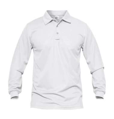 Jemssky - Kaos Polo Shirt Polo Kerah Polos Lengan Panjang Polo Pria Putih XL