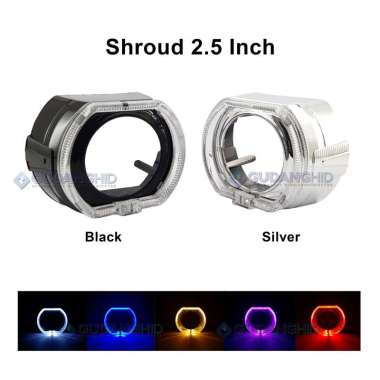 Shroud Projector Projie Bi-LED Model BM* Angel Eye Projie 2.5 dan 3.0 Inch Silver 3.0" - Blue