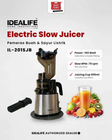 IDEALIFE Professional Electric Slow Juicer IL-201SJB Blender Pisah Ampas dan Sari IDEALIFE