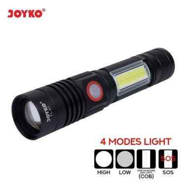 JOYKO Senter LED Isi Ulang Rechargeable LED Flashlight FL-87 hitam