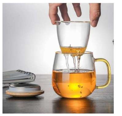 Teko Kaca Tea Pot Tahan Panas Tutup Kayu Infuser Pitcher Teapot Glass Borosilicate Bisa Untuk Masak
