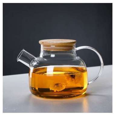 Teko Kaca Tea Pot Tahan Panas Tutup Kayu Infuser Pitcher Teapot Glass Borosilicate Bisa Untuk Masak