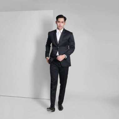 GOLDY OUTFIT - Setelan Jas & Celana Formal Pria - HITAM-MERAH-ABU-NAVY Hitam S