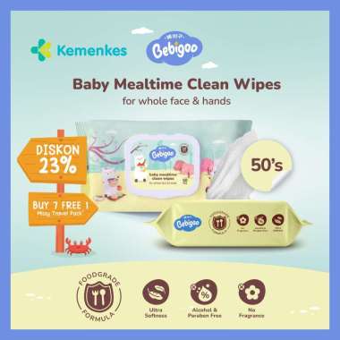 Tisu Basah Bayi Bebigoo Tissue Baby Mealtime Clean Wet Wipes 50 pcs Food Grade