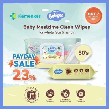 Tisu Basah Bayi Bebigoo Tissue Baby Mealtime Clean Wet Wipes 50 pcs Food Grade