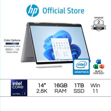Laptop HP Envy x360 Intel Core Ultra 7 16GBRAM 1TBSSD W11 Home 14 Inch 16GB/1TB Blue
