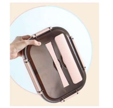 Lunch Box Kotak Makan Set Bekal Makan 2 Sekat Tempat Bekal Makan Anti Tumpah Free Sendok Garpu SEKAT