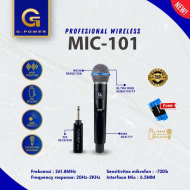 G-POWER Mikropon Karaoke 101 Mic Wireless Professional Mikrofon Tanpa Kabel Mic Karaoke Garansi Resm