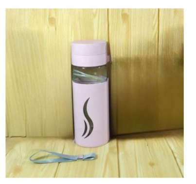 Botol Minum Kaca Lapis Karet Motif Lucu Tumbler Kaca Botol Minum Sport Motif Cover Plastik 750ml 891