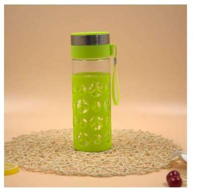 Botol Minum Kaca Lapis Karet Motif Lucu Tumbler Kaca Botol Minum Sport Motif Cover Plastik 750ml 888