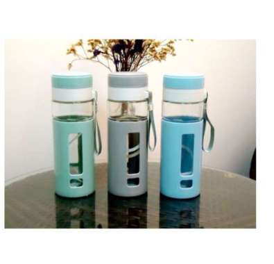 Botol Minum Kaca Lapis Karet Motif Lucu Tumbler Kaca Botol Minum Sport Motif Cover Plastik 750ml 891