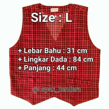 Rompi Anak Sekolah SD Warna Merah Kotak - kotak Ukuran L Pakai tali