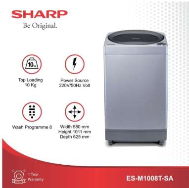 SHARP ES-M1008T-SAK Mesin Cuci Top Loading [10 Kg]