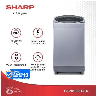 SHARP ES-M1008T-SAK Mesin Cuci Top Loading [10 Kg]