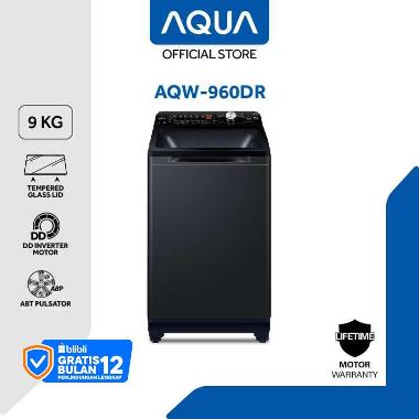 AQUA Elektronik AQW-960DR Mesin Cuci Top Loading 9 Kg - Hijab Mode - Tempered Glass Lid - Soft Closi