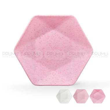 PRUMU Piring Saji Melamin 7 inch - Piring Aesthetic - Piring Segi Enam - Piring Saji - P4108 PinkCor