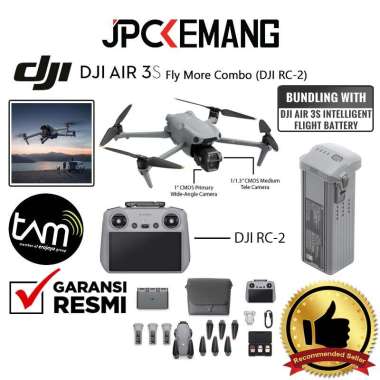 JPC KEMANG DJI Air 3S Fly More Combo Drone with RC-2 / RC-N3 Remote GARANSI RESMI DJI RC-2 + Battery