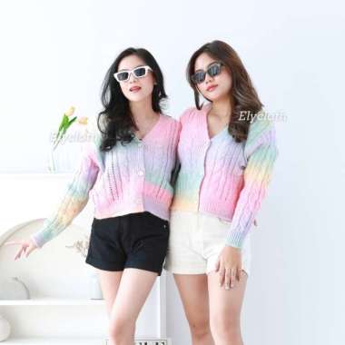 ELYCLOTH | RAINBOW CARDIGAN | CARDIGAN RAJUT WANITA PREMIUM KNIT ALL SIZE RAINBOW_CARDIGAN