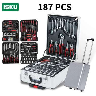 ISKU Tool Kit Set 187 pcs kunci shock set Rumah Koper Alat Bengkel Perkakas Lengkap/tool box set