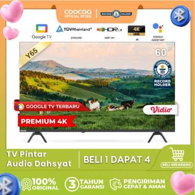 NEW COOCAA TV 60 inch Y65 - 4K GOOGLE TV - Dolby Audio - Eye Care - HDR10 - Find Remote - (COOCAA 60